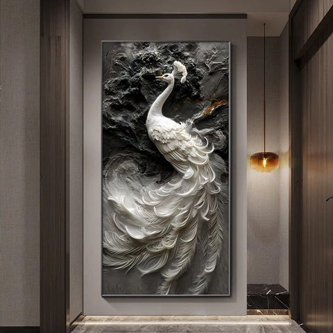 Minimalist Peacock Abstract Wall Art Painting