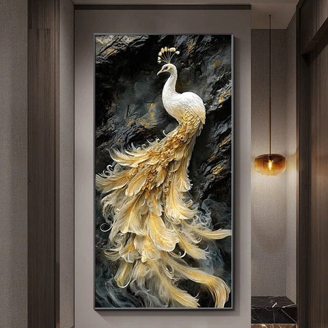 Minimalist Peacock Abstract Wall Art Painting