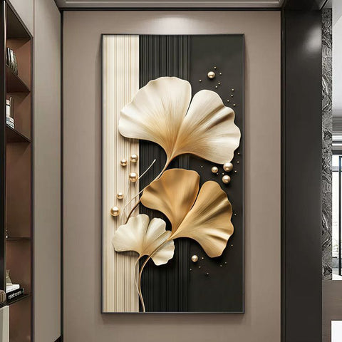 Luxury Ginkgo Leaf Modern Wall Painting