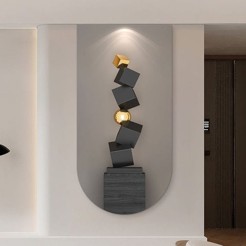 Modern Geometric Black White Luxury Painting