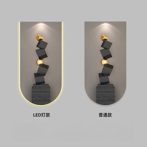 Modern Geometric Black White Luxury Painting