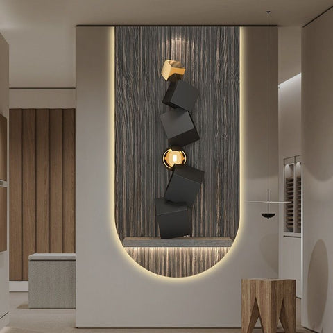 Modern Geometric Black White Luxury Painting