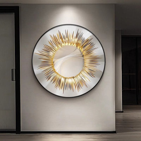 Black Gold Round Abstract Luxury Painting