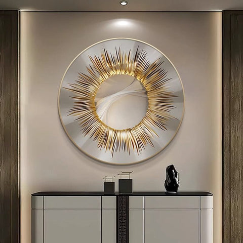 Black Gold Round Abstract Luxury Painting