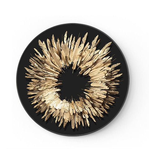 Black Gold Round Abstract Luxury Painting
