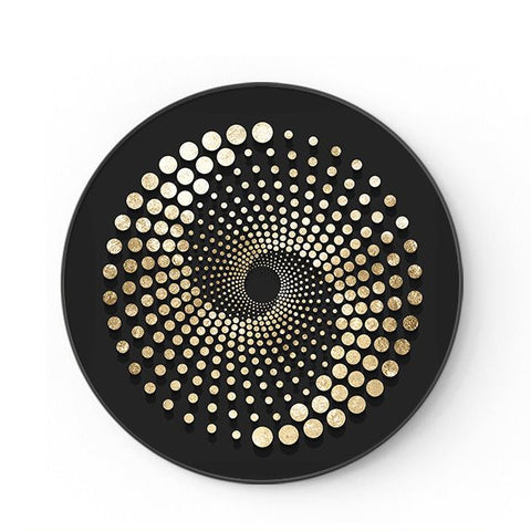 Black Gold Round Abstract Luxury Painting
