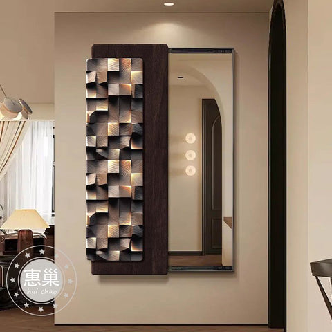 Vintage 3D Carved Mirror Wall Painting