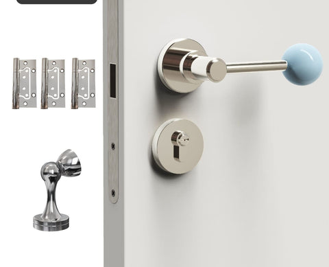 Interior Door Knob Lock Retro Bedroom Silent Handle