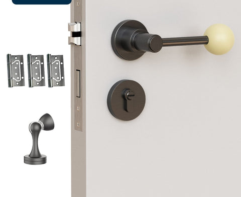 Interior Door Knob Lock Retro Bedroom Silent Handle