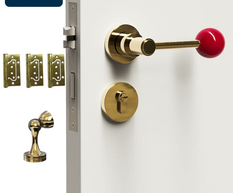 Interior Door Knob Lock Retro Bedroom Silent Handle