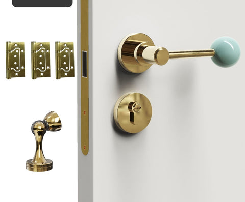Interior Door Knob Lock Retro Bedroom Silent Handle