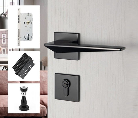 Indoor Silent Zinc Alloy Handle Lock Golden Bedroom Door