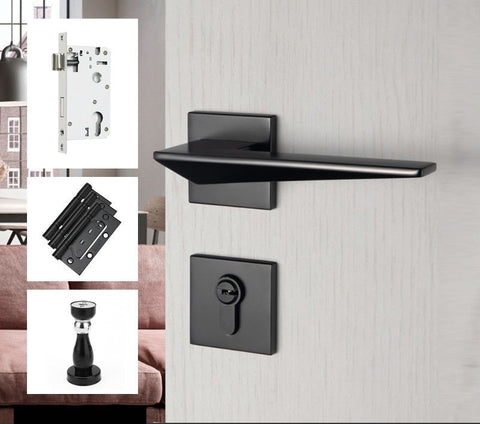 Indoor Silent Zinc Alloy Handle Lock Golden Bedroom Door