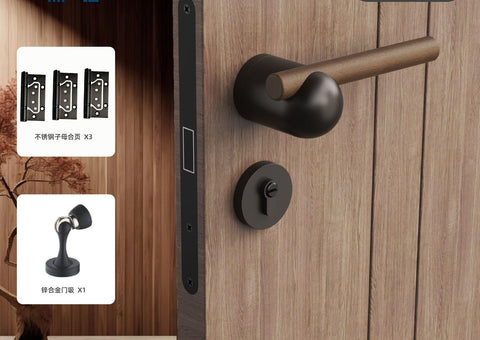 Chinese Door Lock Indoor Bedroom Split Wooden Bronze