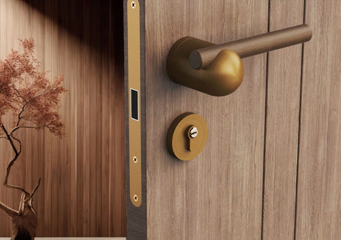 Chinese Door Lock Indoor Bedroom Split Wooden Bronze