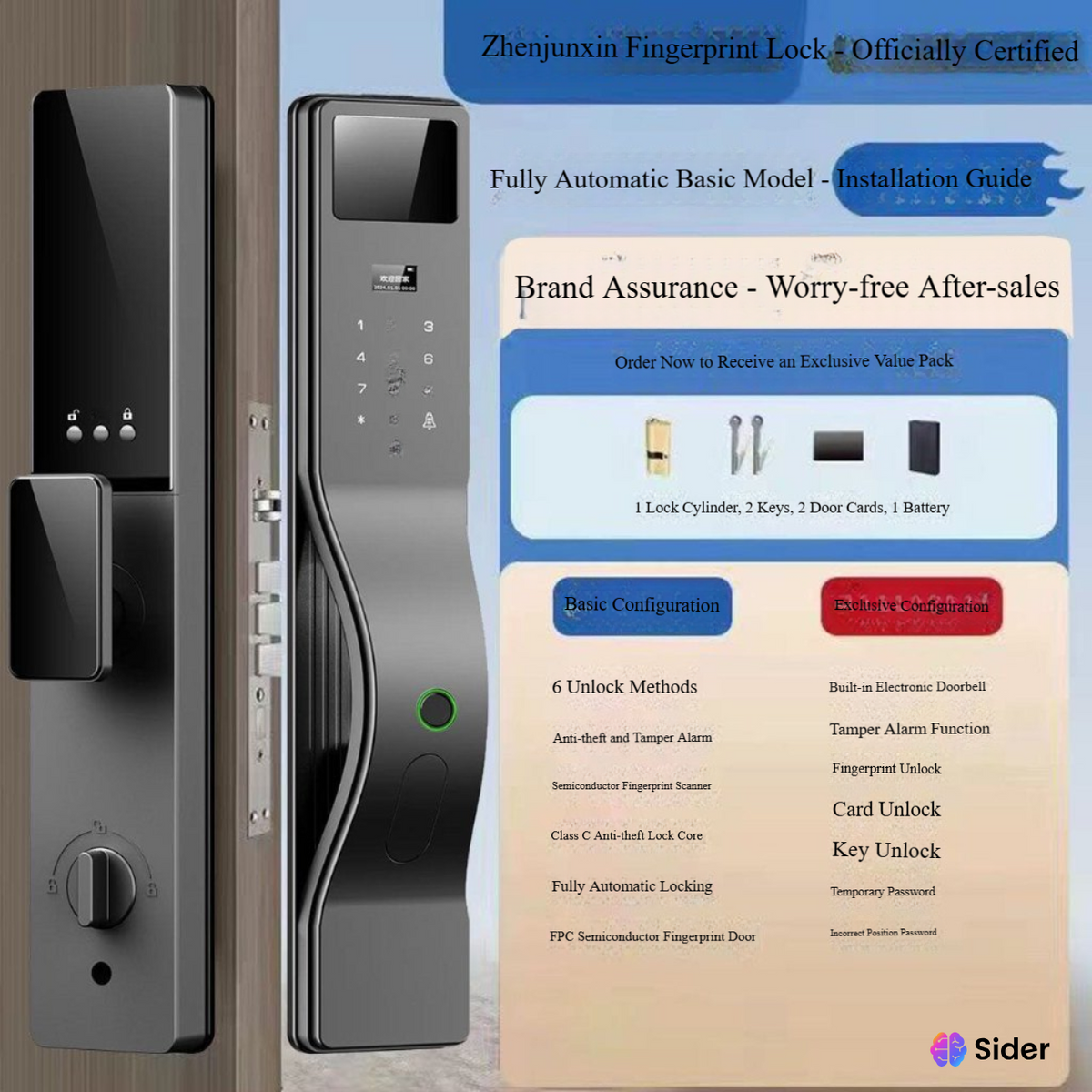 Ai Smart Digital Door Lock Face Palm Recognition Fingerprint