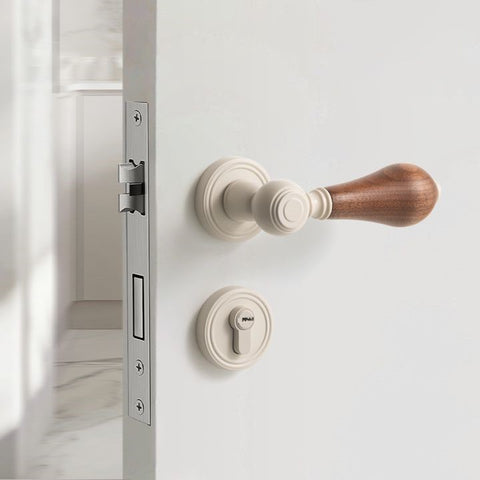 French Retro Bedroom Door Lock Walnut Silent Handle