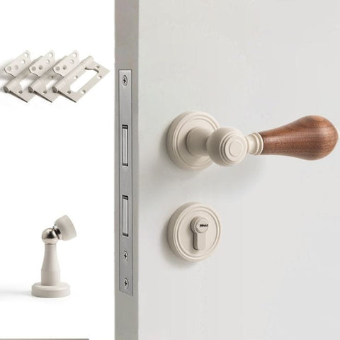 French Retro Bedroom Door Lock Walnut Silent Handle