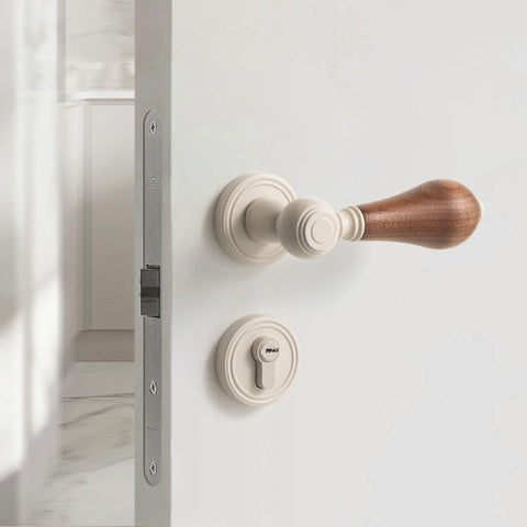 French Retro Bedroom Door Lock Walnut Silent Handle