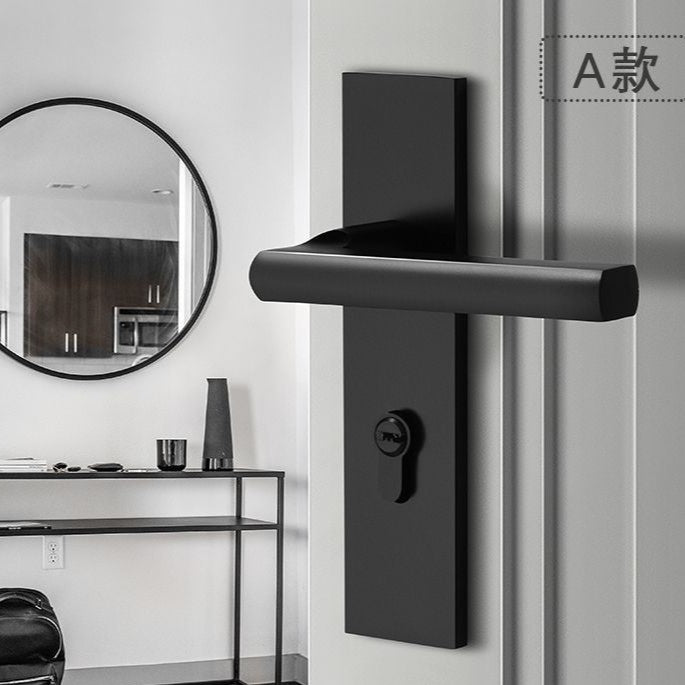 Black Door Lock Indoor Bedroom Bathroom Handle Split Lock