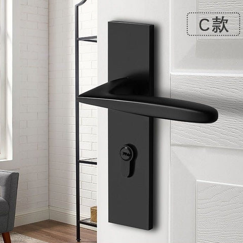 Black Door Lock Indoor Bedroom Bathroom Handle Split Lock