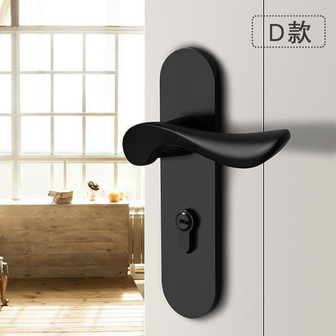 Black Door Lock Indoor Bedroom Bathroom Handle Split Lock