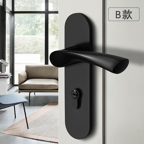 Black Door Lock Indoor Bedroom Bathroom Handle Split Lock