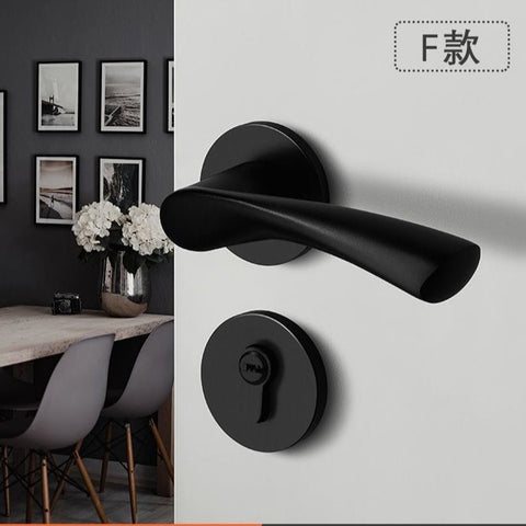 Black Door Lock Indoor Bedroom Bathroom Handle Split Lock