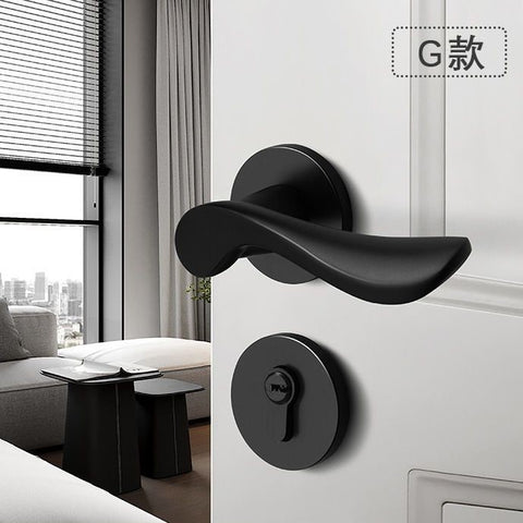 Black Door Lock Indoor Bedroom Bathroom Handle Split Lock