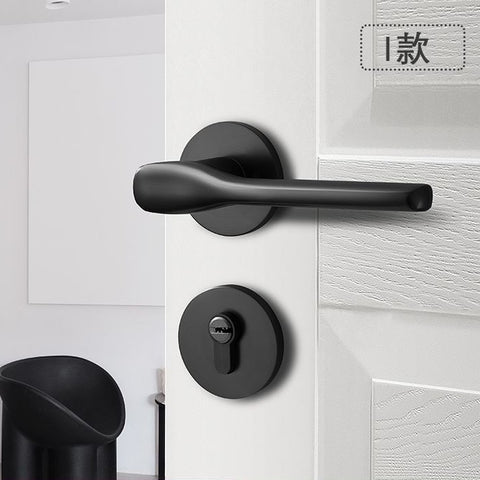 Black Door Lock Indoor Bedroom Bathroom Handle Split Lock