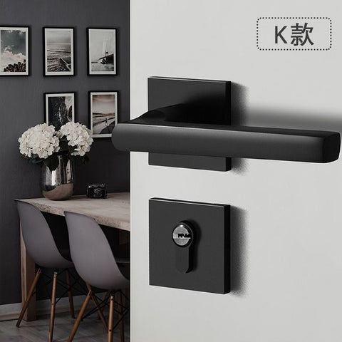 Black Door Lock Indoor Bedroom Bathroom Handle Split Lock