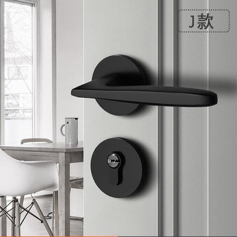 Black Door Lock Indoor Bedroom Bathroom Handle Split Lock