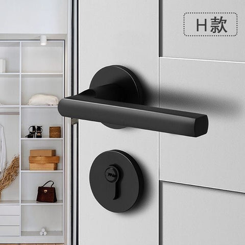Black Door Lock Indoor Bedroom Bathroom Handle Split Lock