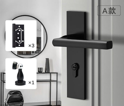 Black Door Lock Indoor Bedroom Bathroom Handle Split Lock
