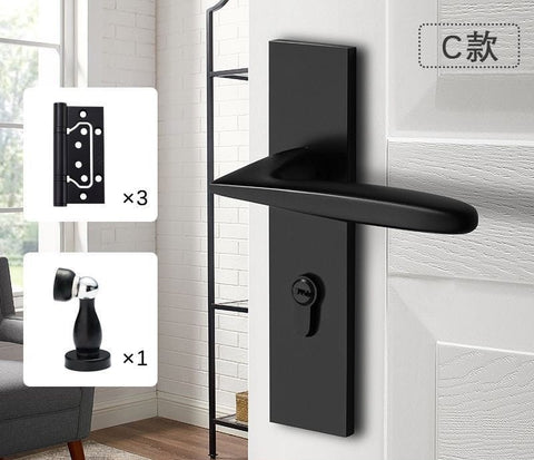 Black Door Lock Indoor Bedroom Bathroom Handle Split Lock
