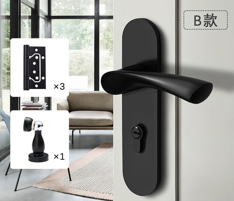 Black Door Lock Indoor Bedroom Bathroom Handle Split Lock