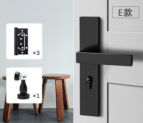 Black Door Lock Indoor Bedroom Bathroom Handle Split Lock