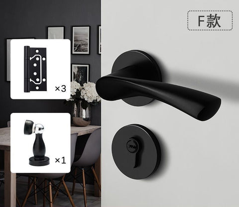 Black Door Lock Indoor Bedroom Bathroom Handle Split Lock
