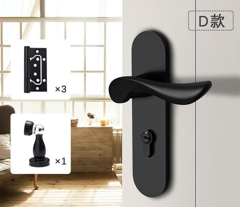 Black Door Lock Indoor Bedroom Bathroom Handle Split Lock