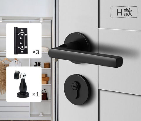 Black Door Lock Indoor Bedroom Bathroom Handle Split Lock