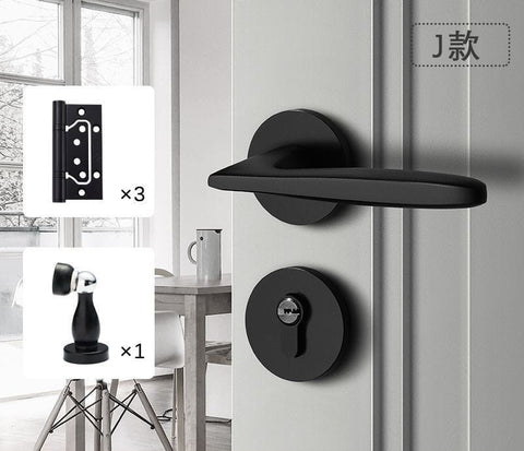 Black Door Lock Indoor Bedroom Bathroom Handle Split Lock