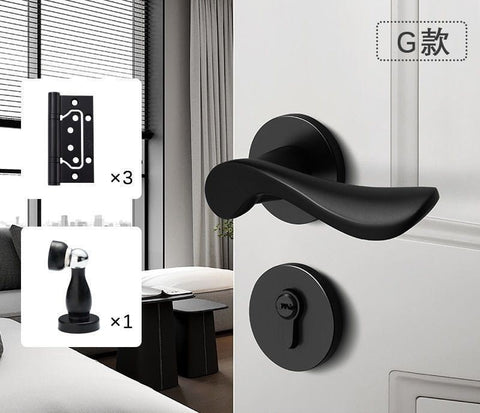 Black Door Lock Indoor Bedroom Bathroom Handle Split Lock