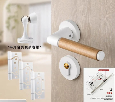 Walnut Wood Door Lock Retro Bedroom Silent Handle