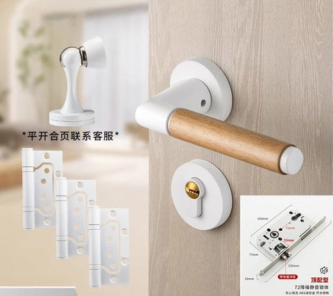 Walnut Wood Door Lock Retro Bedroom Silent Handle