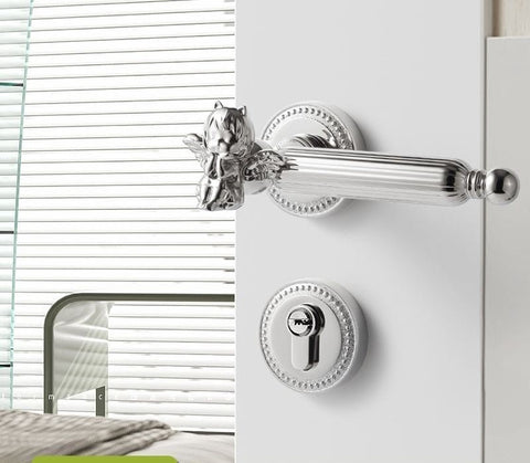 Bedroom Door Lock Indoor Room Wooden Golden Magnetic