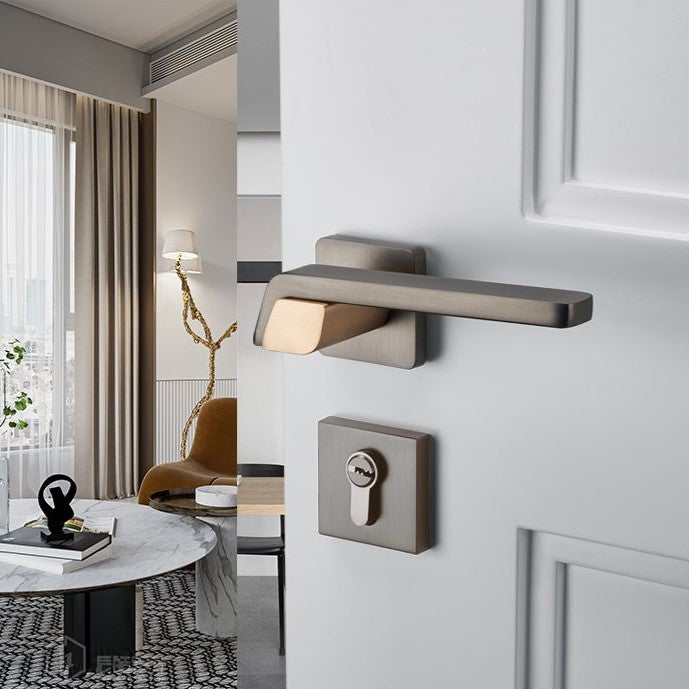 Aluminum Alloy Indoor Black Split Handle Lock Set