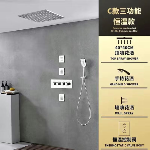 Black All Copper Concealed Wall Mounted Thermostatic Shower