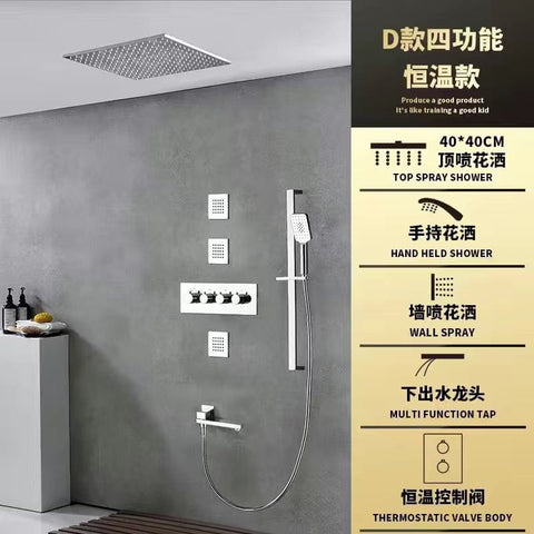 Black All Copper Concealed Wall Mounted Thermostatic Shower