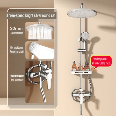 All Copper Shower Head Set Rain Shower Booster