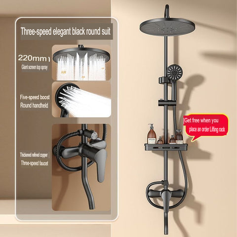 All Copper Shower Head Set Rain Shower Booster